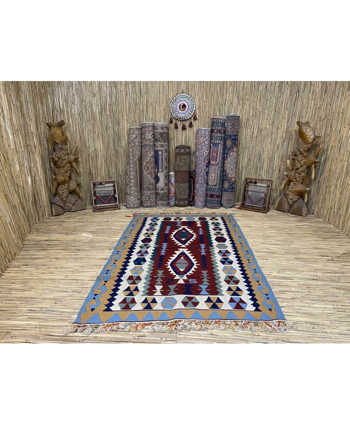 Handmade Turkish Denizli Nomadic Original  Wool on Wool Kilim – FREE SHIPPING..!